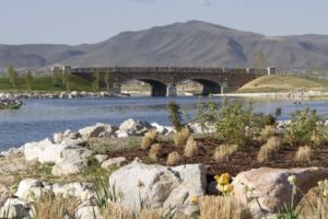 Bridge Over Oquirrh Lake in Daybreak