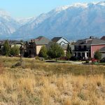 Homes in South Jordan's Daybreak community with mountains in the background