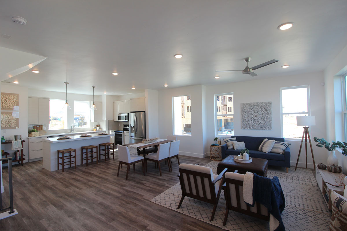 Living area and kitchen in Park View Collection 'C' townhomes