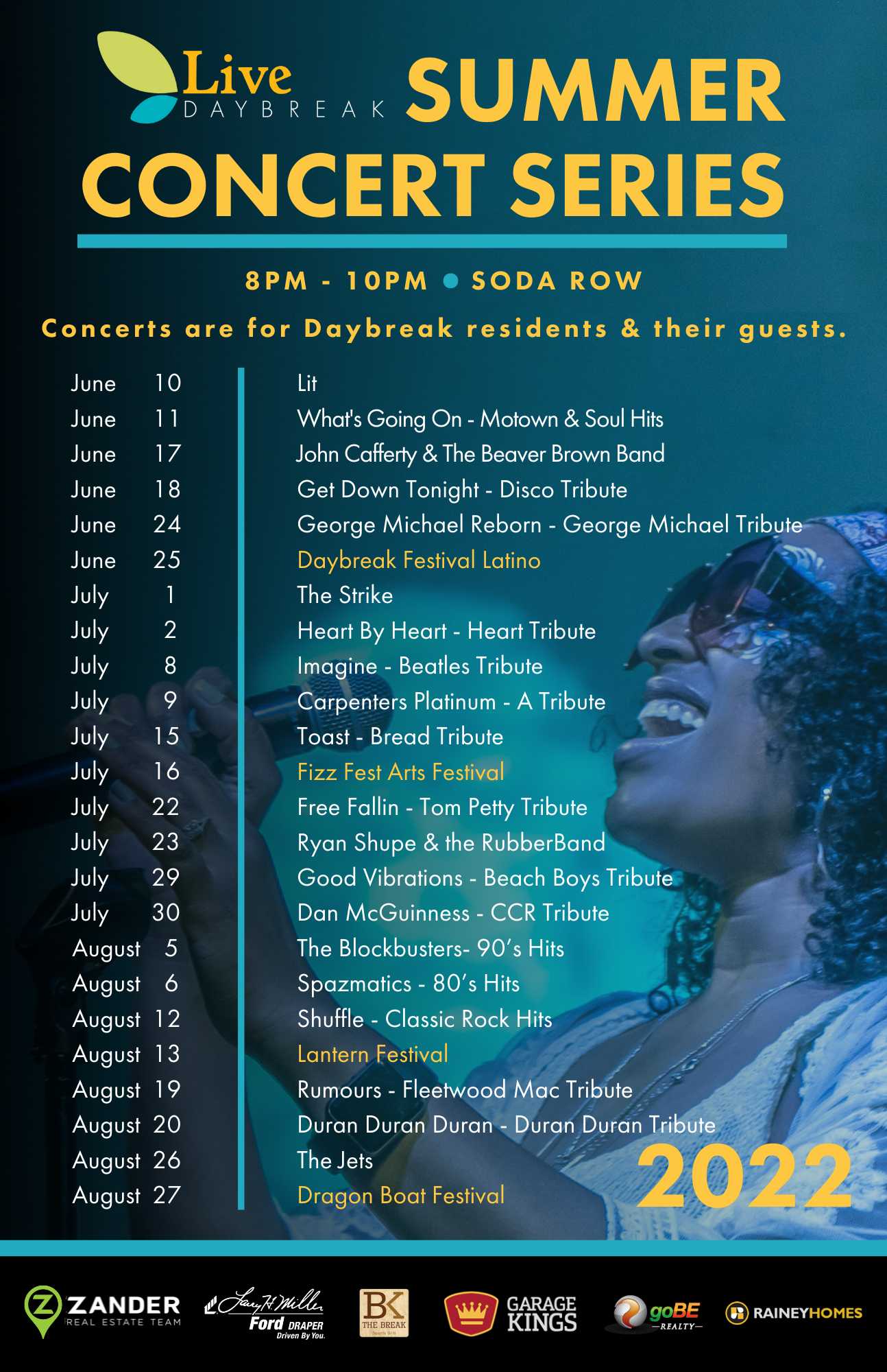 Daybreak SoDa Row 2022 Concert Schedule